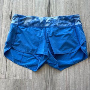 Lululemon Womens 8 Speed Up Shorts Lined Running Yoga Blue Ocean Fitness Athlete